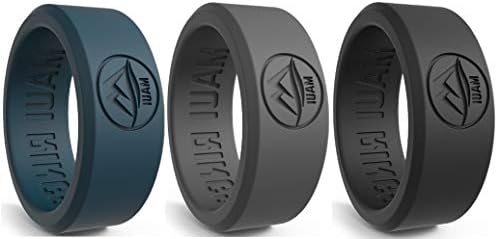 MAUI RINGS BEST Silicone Wedding Ring SOLID STYLE Engagement Rings Silicone Band for Men Wedding Rubber Bands Mens Ring Men Wedding Band SAFE ring Sport Gym