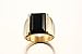 Fashion Stainless Steel Gold Plated Vintage Square Black Agate Signet Rings for Men, Gold,Size 13