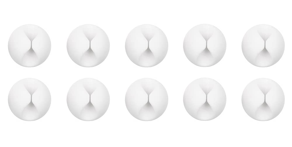 Lifeswonderful - Pack of 10 - Self-Adhesive Charger USB Cable Cord Wire Clip Holders Desk Tidy Ties (White)