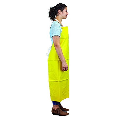 SAFE HANDLER Heavy Duty Nitrile Industrial Bib Apron, Chemical and Oil Resistant (Yellow)
