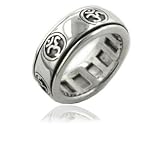 Sterling Silver OM or Aum Hindu Yoga Symbol Spinning Motion Ring(Sizes 4,5,6,7,8,9,10,11,12,13,14,15)