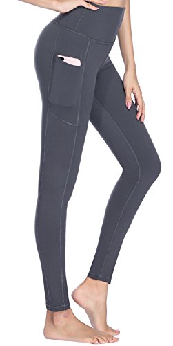 Women's High Waist Yoga Pants with Side Pockets & Inner Pocket Tummy Control Workout Running 4-Way Stretch Sports Leggings