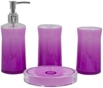 4-Piece Set: Bathroom Accessory Collection (Purple-Round)