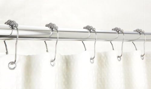 Bath BlissStainless Water, Rust Resistant, Shower Curtain Roller Rings, Liner Hooks, 12 Pack, 2.7" x 1.4", Satin