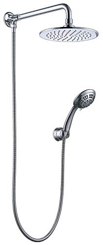 Wall-mount Rainhead Extension Arm with Metal 3-way Diverter and Shower Flange, 14.5 Inches away from The Wall Perfect for Handheld Shower Head and Rainfall Shower Head (Chrome)