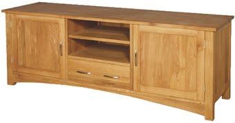 Modern Oak 2 Door 1 Drawer Low Sideboard Tv Unit Amazon Co Uk