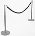 Black or Red Barrier Rope Crowd Control Stanchion Queue Velvet Rope with Hardware Barrier Rope (Black Rope with Silver Hardware)