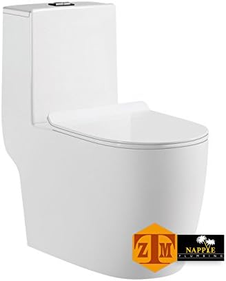 NAYT98179P Luxury SIPHONIC White Porcelain One-Piece Construction Toilet, With Elongated Seat and Comfort Height, A Siphonic High Efficiency Eco-Friendly Action w/ Dual Flush 1.6/1.0GPF, UPC Certified