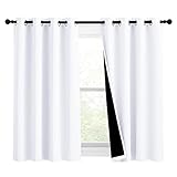 NICETOWN Pure White 100% Blackout Lined Curtains, 2