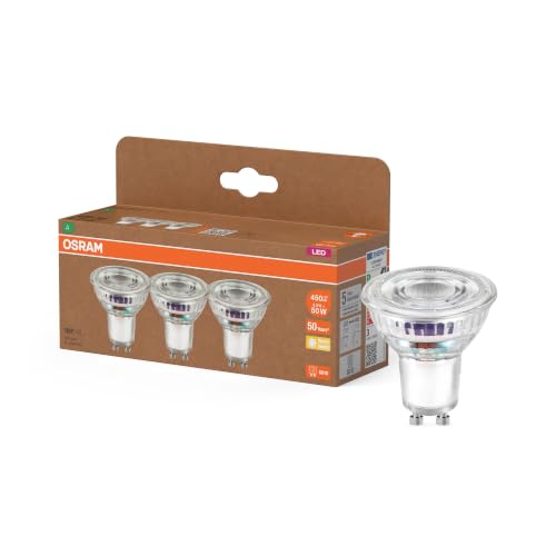 OSRAM Energy Class PAR16 LED Reflector Lamp 2.5 W 450 lm Warm White (2700 K) Clear Lead-Free Glass with GU10 Base Energy Class A 50mm Diameter IP20