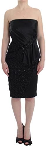 Masha Ma Black Strapless Embellished Pencil Dress