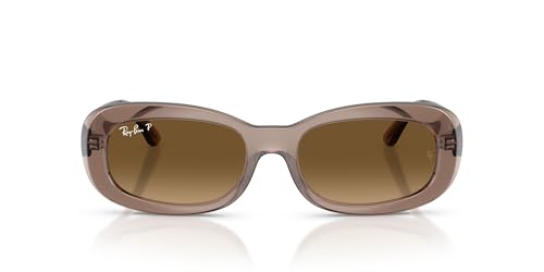 Ray-Ban RB2221 Sunglasses, Transparent Beige/Gradient Brown Polarized, 56 mm