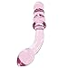 Healthy Vibes Glass Creations Curved Pink Glass G-spot Dildo with Pleasure Texture - Double Ended Anal Dildo