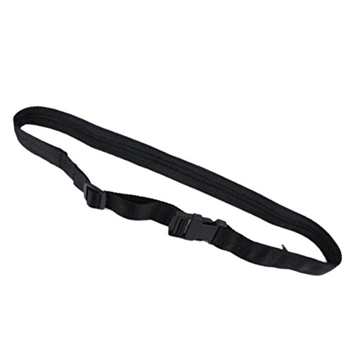 Travel Portable Security Belt Hidden Money Pouch - Non-Metal Buckle, Black