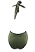 Kisscy Womens Deep V Neck High-Waist One Piece Monokini Swimsuit Swimwear Green