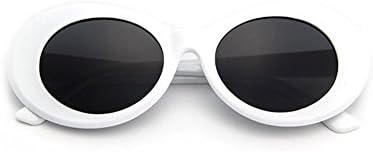 Bold Retro Oval Mod Thick Frame Sunglasses Clout Goggles with Round Lens 51mm (White)