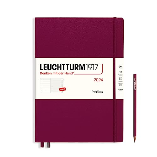 LEUCHTTURM1917 367692 Agenda settimanale e taccuino Master (A4+) 2024, 12 mesi, Port Red, inglese