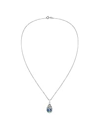 Plata de ley 925 abulón, diseño floral clásico Vine adornado Teardrop Cable Cadena Collar