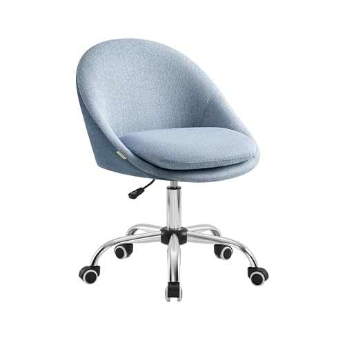 SONGMICS Homeoffice Stuhl, Schminkstuhl aus Baumwoll-Leinen-Mischgewebe, Schreibtischstuhl, Schaumstoffpolsterung, höhenverstellbar, für Arbeitszimmer