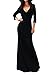 Vivicastle Women's USA Solid V-Neck 3/4 Sleeve Faux Wrap Waist Long Maxi Dress (Black, m)