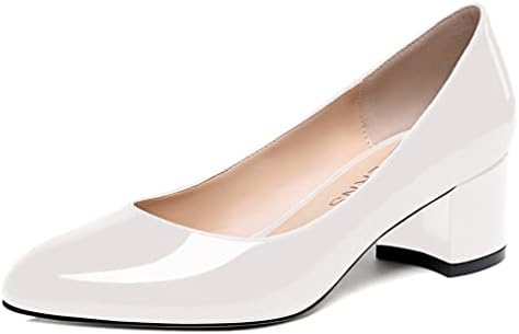 Women's Pointed Toe Kitten Heel Pumps - Patent Leather Slip On Dress Shoes With 2 Inch Heels