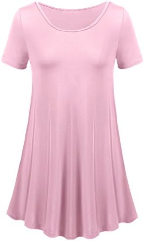 Uvog Women's Flow Tunic Shirts Short Sleeve Scoop Neck Loose Fit Casual Top (2XL, Pink)