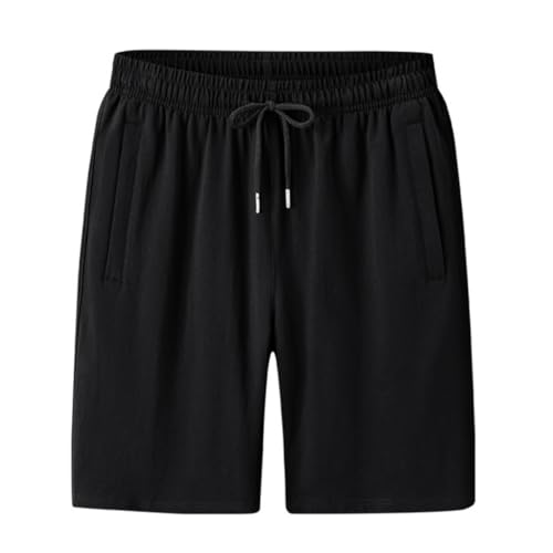 D-Sport Men's Cotton Short Pants - Drawstring Sport Shorts for Men - Casual Shorts Gym Sweatpants with Elastic Waist and Two Deep Zipper Pockets