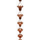 Stanwood Rain Chain Copper Hummingbird and Flower Decor, 8-Feet