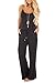 sullcom Women Summer Solid Sleeveless Wide Leg Jumpsuit Casual Spaghetti Strap Stretchy Long Pant Rompers