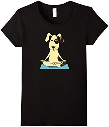 Women's Funny Yoga Dog Lotus Pose Namaste T-shirt, by Zany Brainy Small Black