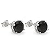 925 Sterling Silver Black Cz Simulated Onyx Stud Earrings Rhodium Plated (6mm)
