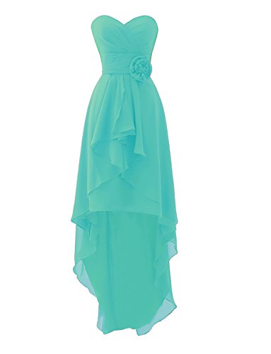 turquoise high low bridesmaid dresses High Low Short Sleeves Bridesmaid Dresses with Pockets