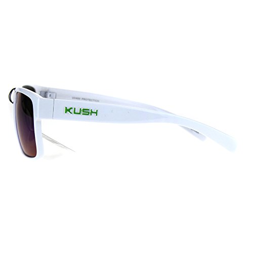 Mens White Kush Color Mirror Rectangular Sport Gangster Sunglasses Teal Green