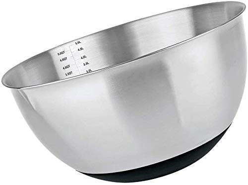 MGE - Mixing Bowl Stainless Steel - Mixing Bowl Large Stainless Steel Mixing Bowl with Nonslip Silicone Bottom - Metal Kitchen Bowl - Mixing Bowl, Salad Bowl - Kitchen Bowl with Non-Slip Base -18 cm