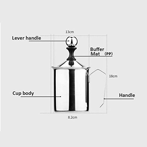 LXYZ Elektrischer Schneebesen, Handpumpen-Milchaufschäumer aus Edelstahl, manuell betriebener Milchschaumbereiter, 400… – Bild 7