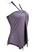 Women Ruched Plus Size Halter Neck One Piece Monokini Gray 2XLarge