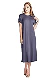 82 Days Women'S Rayon Span One Side Slit Mid Long Jersey Dress - Solid