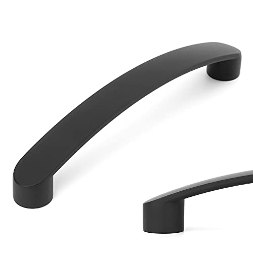 KOOFIZO Round Foot Arch Pull Flat Black Furniture Handle, 5