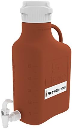 Brewtainers HDPE Amber Light Blocking 5L (1.82 Gal Max) Homebrew Yeast Spigoted Despensing Container with leakproof Tight Sealed 83mm Cap