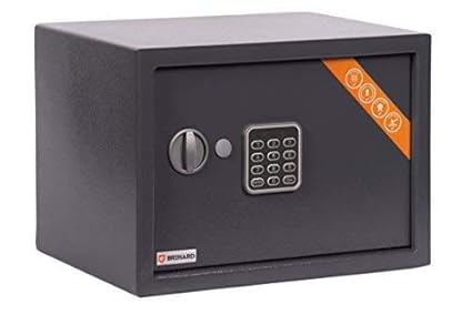 Brihard Family Tresor Safe mit Elektronischem Schloss, 25x35x25cm (HxWxD), Titan Grau