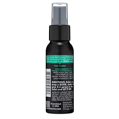 DUDE BOMBS – TOILET SPRAY – 2.5 OZ SPRAY BOTTLE – FOREST FRESH TOILET SPRAY WITH PINE AND CEDARWOOD ESSENTIAL OILS – STANK ELIMINATOR UP TO 150 DUMPS
