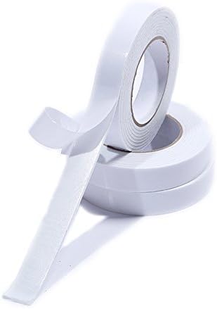 Indoor Double Sided Sponge Foam Adhesive Tape Roll, Mounting Tape, White, 118 In×0.78 In（3m by 20mm）, 5-Roll