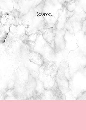 Journal: White/grey marble background with pink band and black title, 120 page (60 sheet) 6