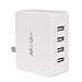 NooQee 25W 5A 4-Port USB Charger USB Travel Wall Charger Charging Station with Foldable Plugs for iPhone,Samsung,iPad,Tablet and More (White)