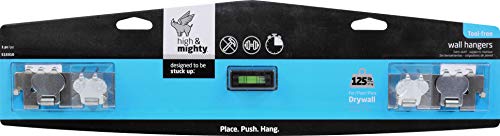 HIGH & MIGHTY 515310 Picture Hanger Set, Easy Tool-Free Dry Wall Art Hangers for Large Artwork, Photos, and Mirrors, Holds up to 125lbs, Steel, Weight Limit, Silver, 1 Count (Pack of 1)