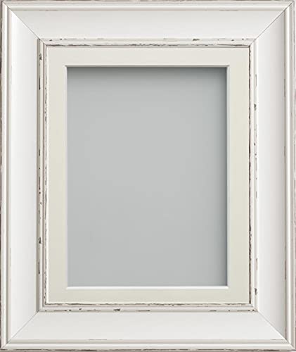 Frame Company Brooke Antique White Photo Frame, Ivory Mount, A4 for 9x6 inch, fitted with perspex