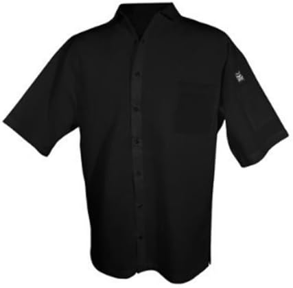 Chef Revival CS006BK 24/7 Poly Cotton Blend Short Sleeve Unisex Cook Shirt with Snap Closure Bottons, Large, Black