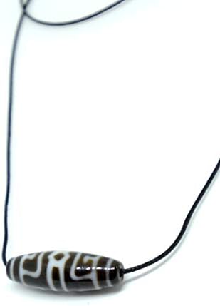 Old Tibetan Agate Dzi Bead Energy Pendant Necklace On Adjustable Cord (Dharma Hat Precious Teacher Dzi Bead for Enlightenment and Spirituality)