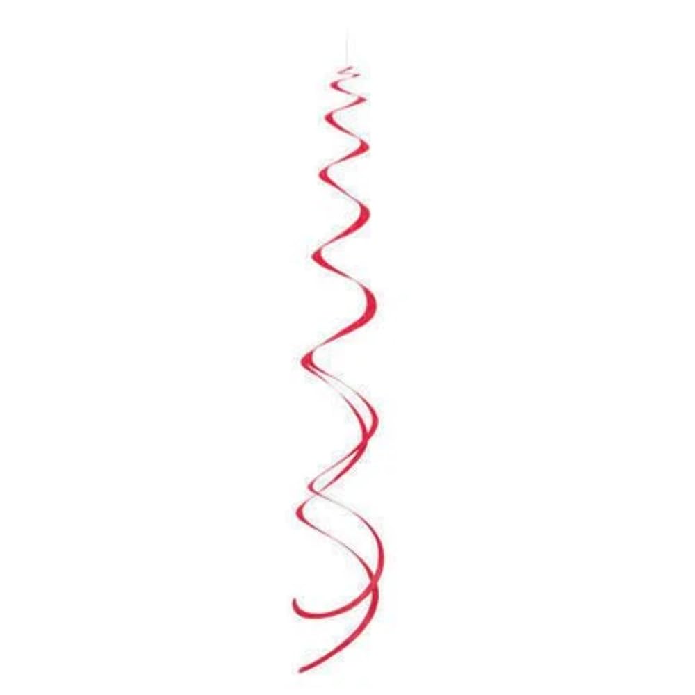 Solid Red Elegance Hanging Swirl Decorations (66cm) 8 Pieces - Stunning Solid Metallic Party Swirls for Chic Event Decor