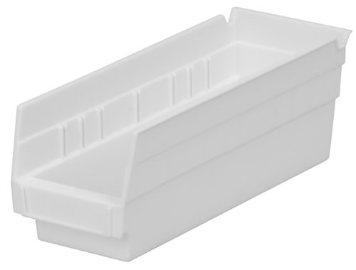 Akro-Mils 30120 12-Inch by 4-Inch by 4-Inch Plastic Nesting Shelf Bin Box, White, Case of 24